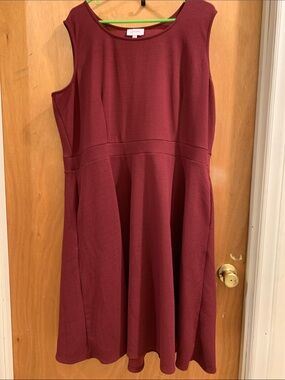 Isaac Mizrahi Sleeveless Fit-and-Flare Dress in Burgundy